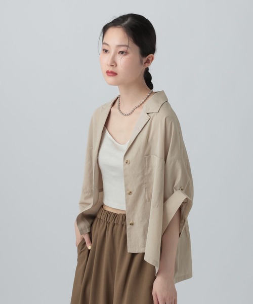 LEPSIM（レプシィム）の「2WAY開襟ショートシャツ　663984（シャツ/ブラウス・レディース・ブラウン/ライトベージュ/ブラック/カーキブラウン・FREE）」の10枚目の写真