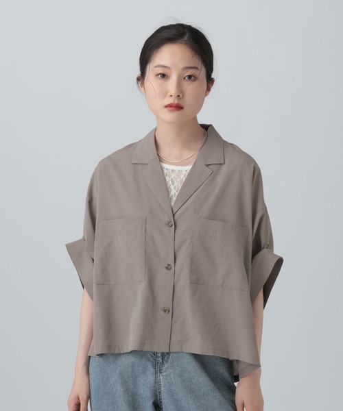 LEPSIM（レプシィム）の「2WAY開襟ショートシャツ　663984（シャツ/ブラウス・レディース・ブラウン/ライトベージュ/ブラック/カーキブラウン・FREE）」の12枚目の写真