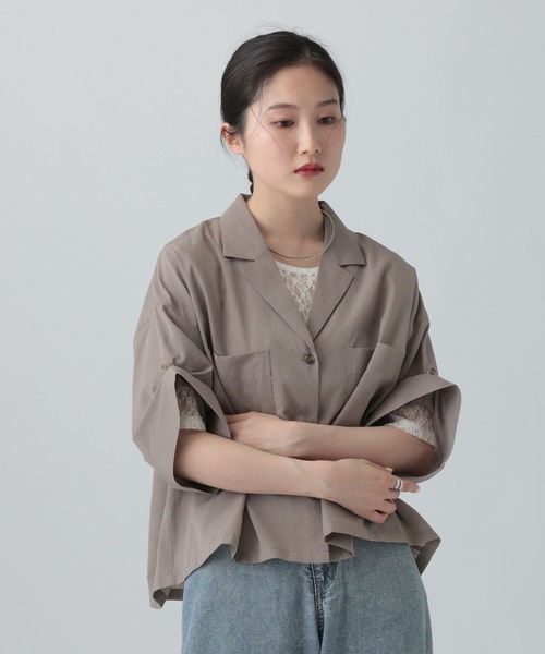 LEPSIM（レプシィム）の「2WAY開襟ショートシャツ　663984（シャツ/ブラウス・レディース・ブラウン/ライトベージュ/ブラック/カーキブラウン・FREE）」の13枚目の写真