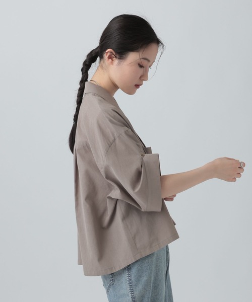 LEPSIM（レプシィム）の「2WAY開襟ショートシャツ　663984（シャツ/ブラウス・レディース・ブラウン/ライトベージュ/ブラック/カーキブラウン・FREE）」の14枚目の写真