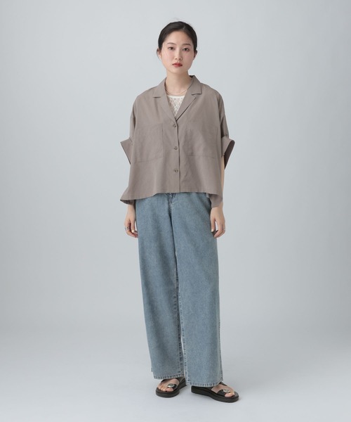 LEPSIM（レプシィム）の「2WAY開襟ショートシャツ　663984（シャツ/ブラウス・レディース・ブラウン/ライトベージュ/ブラック/カーキブラウン・FREE）」の15枚目の写真