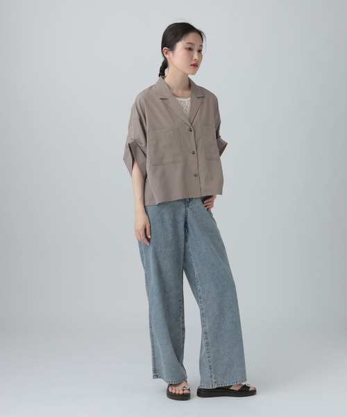 LEPSIM（レプシィム）の「2WAY開襟ショートシャツ　663984（シャツ/ブラウス・レディース・ブラウン/ライトベージュ/ブラック/カーキブラウン・FREE）」の16枚目の写真
