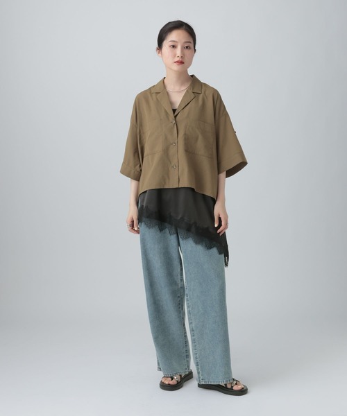 LEPSIM（レプシィム）の「2WAY開襟ショートシャツ　663984（シャツ/ブラウス・レディース・ブラウン/ライトベージュ/ブラック/カーキブラウン・FREE）」の21枚目の写真