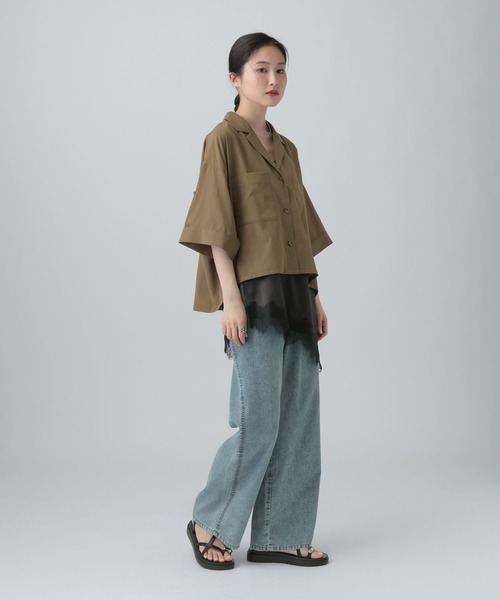 LEPSIM（レプシィム）の「2WAY開襟ショートシャツ　663984（シャツ/ブラウス・レディース・ブラウン/ライトベージュ/ブラック/カーキブラウン・FREE）」の22枚目の写真