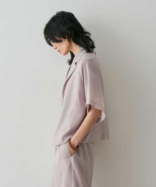 qualite（カリテ）の「【セットアップ対応】シアーツイルジャケット　夏服　春服　オフィスカジュアル（テーラードジャケット・レディース・ブラック/グレイッシュベージュ・フリー）」の15枚目の写真