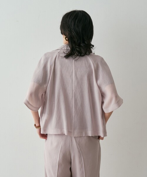 qualite（カリテ）の「【セットアップ対応】シアーツイルジャケット　夏服　春服　オフィスカジュアル（テーラードジャケット・レディース・ブラック/グレイッシュベージュ・フリー）」の18枚目の写真