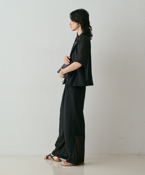 qualite（カリテ）の「【セットアップ対応】シアーツイルジャケット　夏服　春服　オフィスカジュアル（テーラードジャケット・レディース・ブラック/グレイッシュベージュ・フリー）」の22枚目の写真
