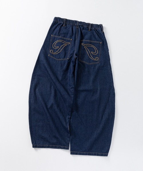 ILL'S(イルズ)の「タック バック刺繍入り デニムパンツ / 2-TUCK BACK EMBROIDERED DENIM PANTS メンズ ウィメンズ ユニセックス(デニムパンツ・メンズ・ブラック系その他/ネイビー/ブラック・L/M)」の5枚目の写真