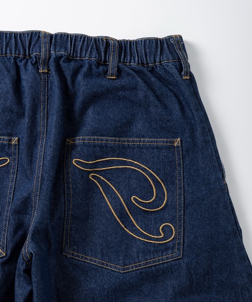 ILL'S(イルズ)の「タック バック刺繍入り デニムパンツ / 2-TUCK BACK EMBROIDERED DENIM PANTS メンズ ウィメンズ ユニセックス(デニムパンツ・メンズ・ブラック系その他/ネイビー/ブラック・L/M)」の6枚目の写真