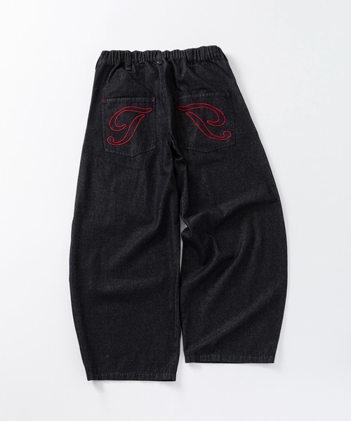 ILL'S(イルズ)の「タック バック刺繍入り デニムパンツ / 2-TUCK BACK EMBROIDERED DENIM PANTS メンズ ウィメンズ ユニセックス(デニムパンツ・メンズ・ブラック系その他/ネイビー/ブラック・L/M)」の10枚目の写真