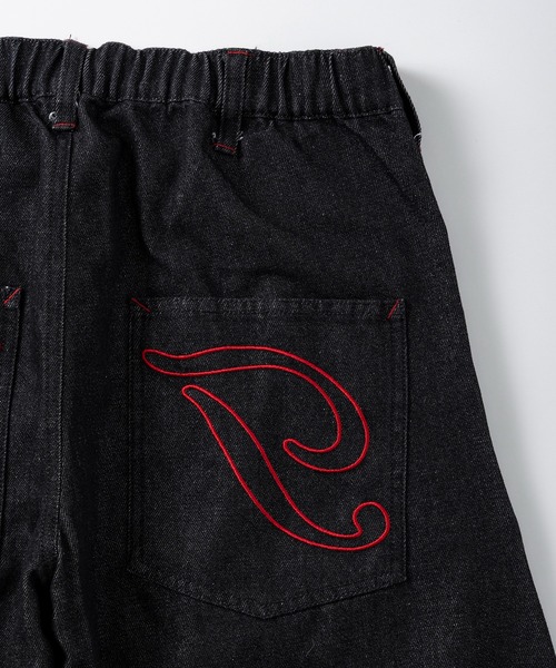 ILL'S(イルズ)の「タック バック刺繍入り デニムパンツ / 2-TUCK BACK EMBROIDERED DENIM PANTS メンズ ウィメンズ ユニセックス(デニムパンツ・メンズ・ブラック系その他/ネイビー/ブラック・L/M)」の11枚目の写真