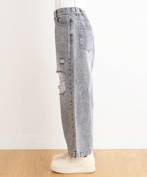 LOVETOXIC(ラブトキシック)の「【LTXC/接触冷感/快適】ダメージデニムワイドパンツ(その他パンツ・キッズ・サックスブルー/グレー/ブルー・130cm/S:140cm/L:160cm/M:150cm)」の6枚目の写真