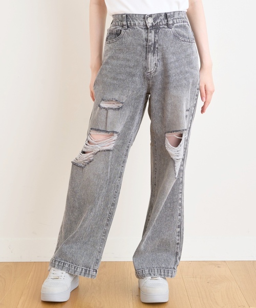 LOVETOXIC(ラブトキシック)の「【LTXC/接触冷感/快適】ダメージデニムワイドパンツ(その他パンツ・キッズ・サックスブルー/グレー/ブルー・130cm/S:140cm/L:160cm/M:150cm)」の12枚目の写真