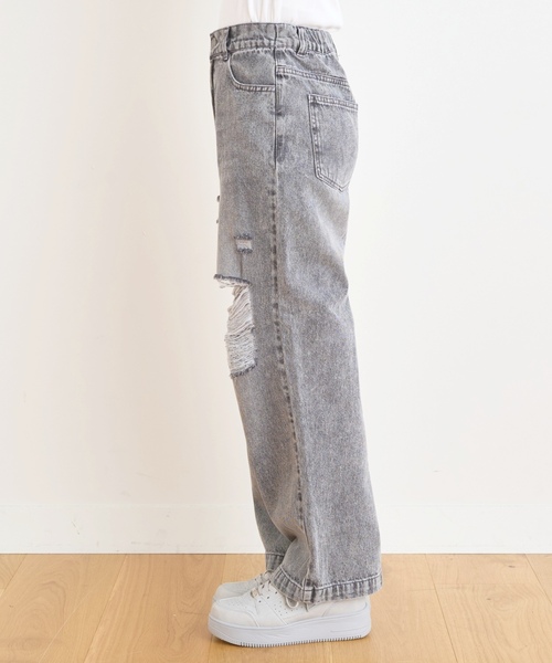 LOVETOXIC(ラブトキシック)の「【LTXC/接触冷感/快適】ダメージデニムワイドパンツ(その他パンツ・キッズ・サックスブルー/グレー/ブルー・130cm/S:140cm/L:160cm/M:150cm)」の13枚目の写真