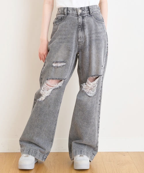 LOVETOXIC(ラブトキシック)の「【LTXC/接触冷感/快適】ダメージデニムワイドパンツ(その他パンツ・キッズ・サックスブルー/グレー/ブルー・130cm/S:140cm/L:160cm/M:150cm)」の15枚目の写真
