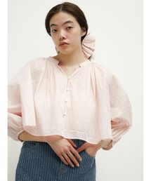 Square dot sheer blouse
