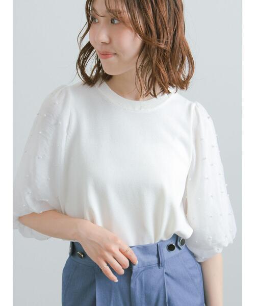 Te chichi(テチチ)の「パールスリーブニット(ニット/セーター・レディース・グレー/オフホワイト/ブラック・F)」の2枚目の写真