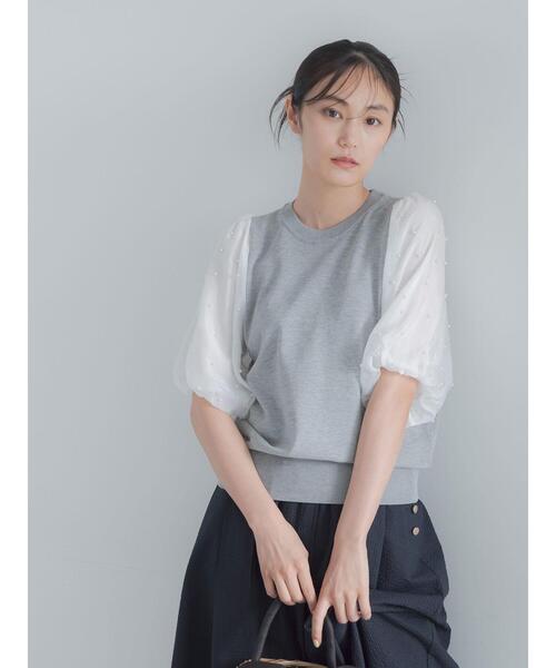 Te chichi(テチチ)の「パールスリーブニット(ニット/セーター・レディース・グレー/オフホワイト/ブラック・F)」の10枚目の写真