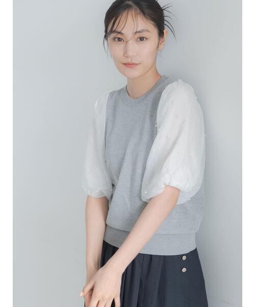 Te chichi(テチチ)の「パールスリーブニット(ニット/セーター・レディース・グレー/オフホワイト/ブラック・F)」の12枚目の写真