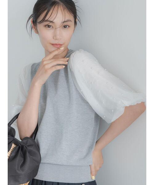 Te chichi(テチチ)の「パールスリーブニット(ニット/セーター・レディース・グレー/オフホワイト/ブラック・F)」の14枚目の写真