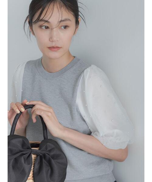 Te chichi(テチチ)の「パールスリーブニット(ニット/セーター・レディース・グレー/オフホワイト/ブラック・F)」の16枚目の写真