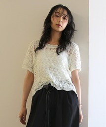 ZOZO限定 インナー付き透かし編みニットプルオーバー