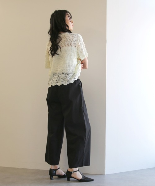 No one knows(ノーワンノーズ)の「ZOZO限定 インナー付き透かし編みニットプルオーバー(その他トップス・レディース・ブラック/アイボリー・FREE)」の5枚目の写真