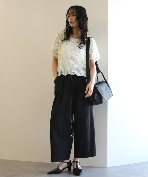 No one knows(ノーワンノーズ)の「ZOZO限定 インナー付き透かし編みニットプルオーバー(その他トップス・レディース・ブラック/アイボリー・FREE)」の10枚目の写真