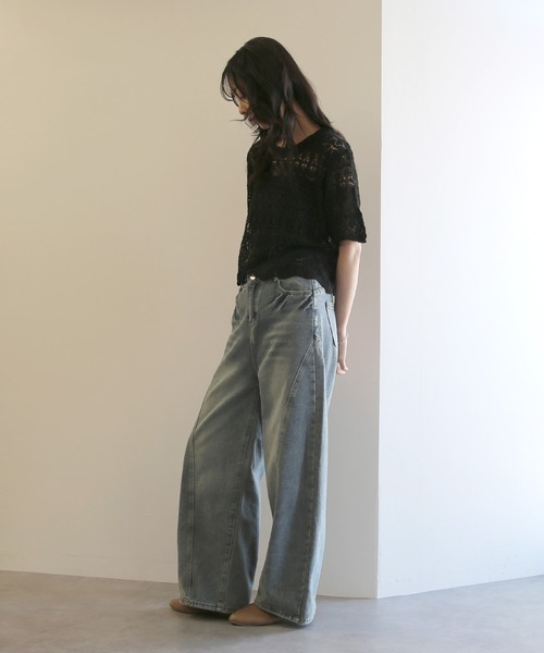 No one knows(ノーワンノーズ)の「ZOZO限定 インナー付き透かし編みニットプルオーバー(その他トップス・レディース・ブラック/アイボリー・FREE)」の13枚目の写真