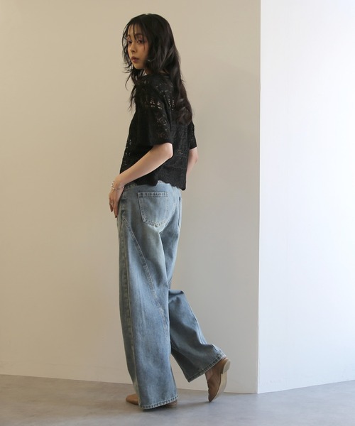 No one knows(ノーワンノーズ)の「ZOZO限定 インナー付き透かし編みニットプルオーバー(その他トップス・レディース・ブラック/アイボリー・FREE)」の14枚目の写真
