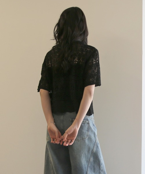 No one knows(ノーワンノーズ)の「ZOZO限定 インナー付き透かし編みニットプルオーバー(その他トップス・レディース・ブラック/アイボリー・FREE)」の16枚目の写真