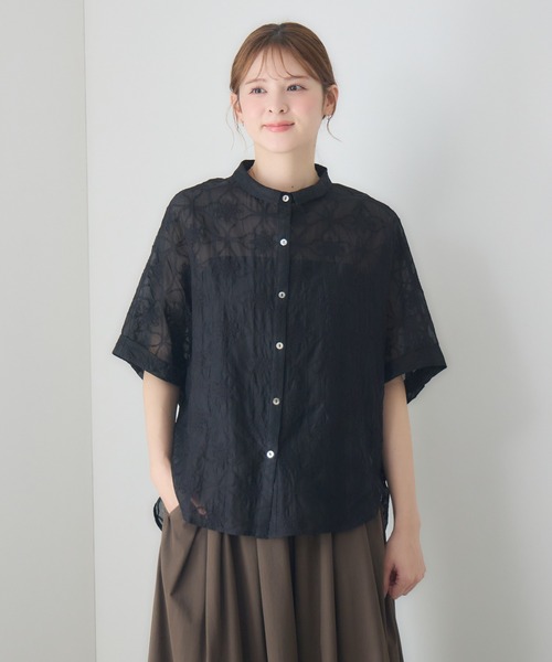 KATHARINE ROSS(キャサリンロス)の「シアー刺繍ドルマンシャツ(シャツ/ブラウス・レディース・アイボリー/ブラック・FREE)」の3枚目の写真