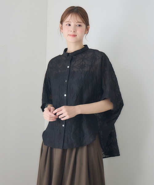 KATHARINE ROSS(キャサリンロス)の「シアー刺繍ドルマンシャツ(シャツ/ブラウス・レディース・アイボリー/ブラック・FREE)」の4枚目の写真