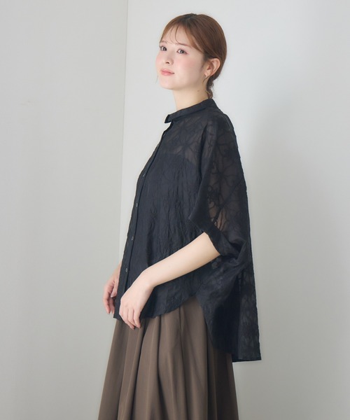 KATHARINE ROSS(キャサリンロス)の「シアー刺繍ドルマンシャツ(シャツ/ブラウス・レディース・アイボリー/ブラック・FREE)」の6枚目の写真