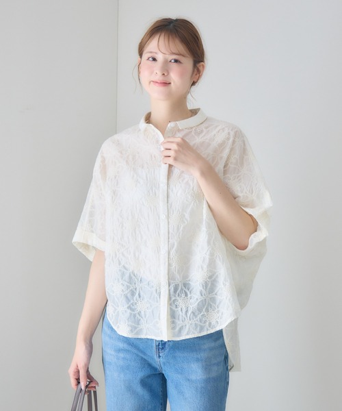 KATHARINE ROSS(キャサリンロス)の「シアー刺繍ドルマンシャツ(シャツ/ブラウス・レディース・アイボリー/ブラック・FREE)」の15枚目の写真