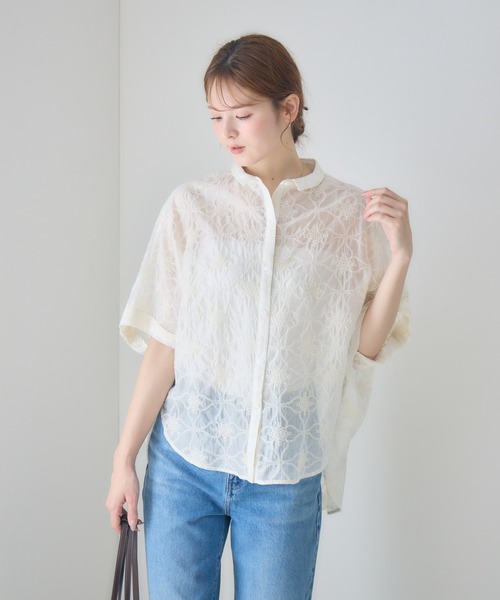 KATHARINE ROSS(キャサリンロス)の「シアー刺繍ドルマンシャツ(シャツ/ブラウス・レディース・アイボリー/ブラック・FREE)」の16枚目の写真