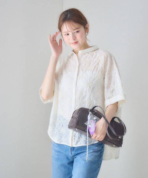 KATHARINE ROSS(キャサリンロス)の「シアー刺繍ドルマンシャツ(シャツ/ブラウス・レディース・アイボリー/ブラック・FREE)」の17枚目の写真