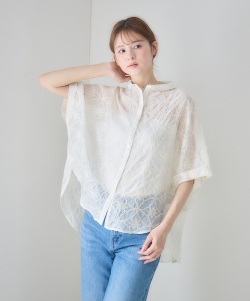 KATHARINE ROSS(キャサリンロス)の「シアー刺繍ドルマンシャツ(シャツ/ブラウス・レディース・アイボリー/ブラック・FREE)」の18枚目の写真