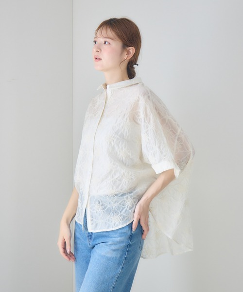 KATHARINE ROSS(キャサリンロス)の「シアー刺繍ドルマンシャツ(シャツ/ブラウス・レディース・アイボリー/ブラック・FREE)」の19枚目の写真
