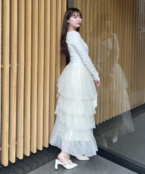 one after another NICE CLAUP(ワンアフターアナザーナイスクラップ)の「ひなのロングスカート(スカート・レディース・アイボリー/ブラック/ピンク・FREE)」の22枚目の写真