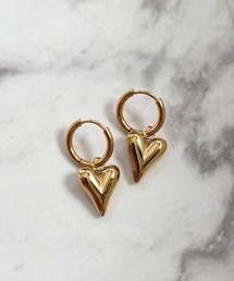 YU-KA:ハートドロップフープピアス Heart Drop Hoop Earrings