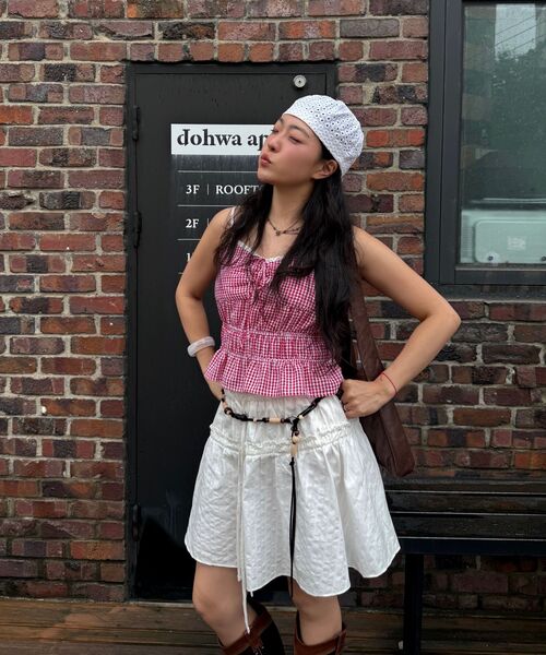 ETMON（エトモン）の「Smocked Cami Blouse, Red（シャツ/ブラウス・レディース・その他・SMALL/MEDIUM）」の6枚目の写真