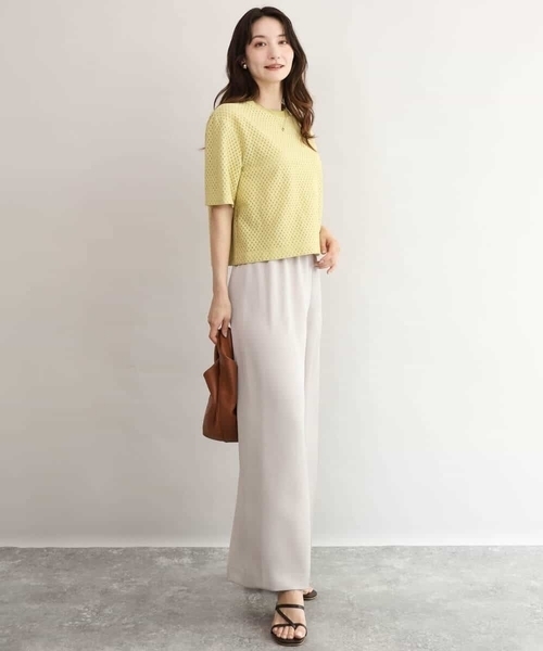 MK MICHEL KLEIN（エムケーミッシェルクラン）の「[洗える]ドット調アイレット レースTシャツ（Tシャツ/カットソー・レディース・イエロー/ホワイト/ブラック・38）」の7枚目の写真