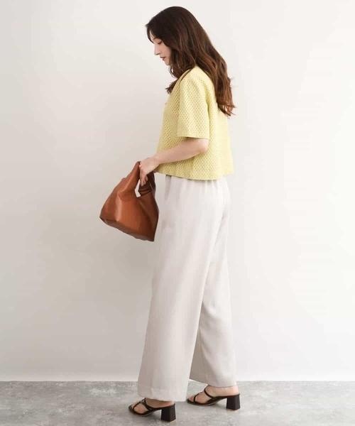 MK MICHEL KLEIN（エムケーミッシェルクラン）の「[洗える]ドット調アイレット レースTシャツ（Tシャツ/カットソー・レディース・イエロー/ホワイト/ブラック・38）」の8枚目の写真