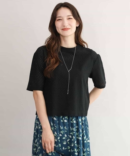 MK MICHEL KLEIN（エムケーミッシェルクラン）の「[洗える]ドット調アイレット レースTシャツ（Tシャツ/カットソー・レディース・イエロー/ホワイト/ブラック・38）」の9枚目の写真