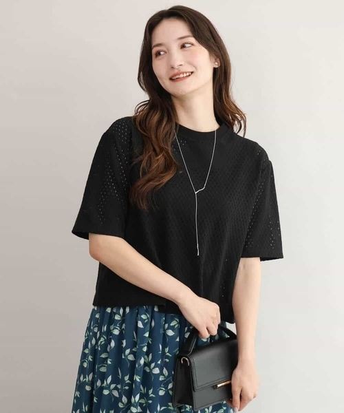 MK MICHEL KLEIN（エムケーミッシェルクラン）の「[洗える]ドット調アイレット レースTシャツ（Tシャツ/カットソー・レディース・イエロー/ホワイト/ブラック・38）」の10枚目の写真