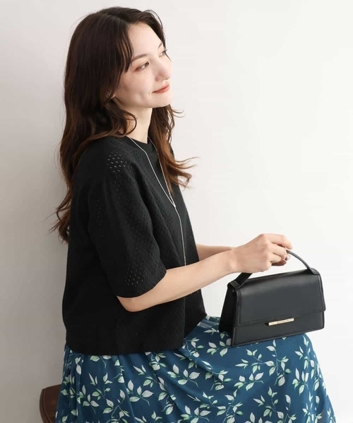 MK MICHEL KLEIN（エムケーミッシェルクラン）の「[洗える]ドット調アイレット レースTシャツ（Tシャツ/カットソー・レディース・イエロー/ホワイト/ブラック・38）」の11枚目の写真