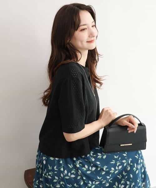 MK MICHEL KLEIN（エムケーミッシェルクラン）の「[洗える]ドット調アイレット レースTシャツ（Tシャツ/カットソー・レディース・イエロー/ホワイト/ブラック・38）」の12枚目の写真