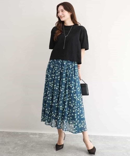 MK MICHEL KLEIN（エムケーミッシェルクラン）の「[洗える]ドット調アイレット レースTシャツ（Tシャツ/カットソー・レディース・イエロー/ホワイト/ブラック・38）」の13枚目の写真
