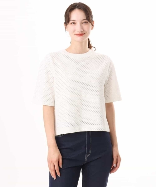 MK MICHEL KLEIN（エムケーミッシェルクラン）の「[洗える]ドット調アイレット レースTシャツ（Tシャツ/カットソー・レディース・イエロー/ホワイト/ブラック・38）」の22枚目の写真